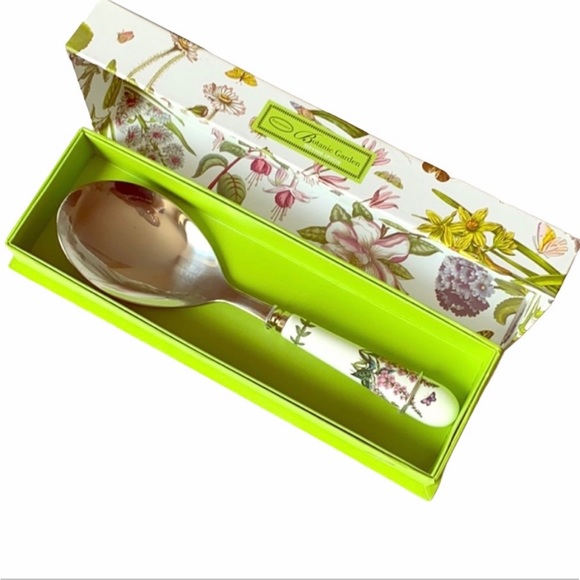 NIB Portmeirion Stainless Steel Serving Spoon Porcelain Handle Botanic Garden - Picture 7 of 7